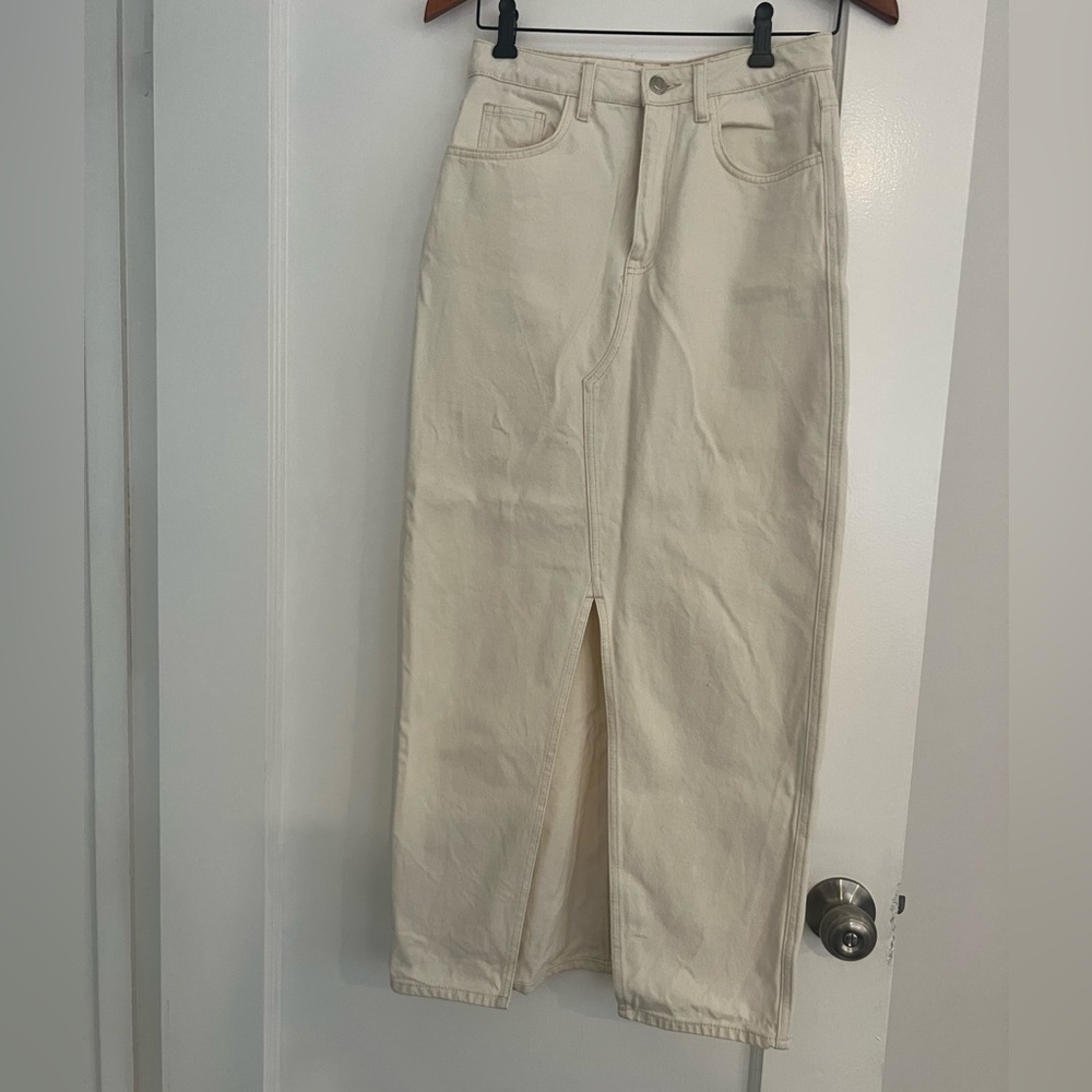 Women's Cream Denim maxi Skirt